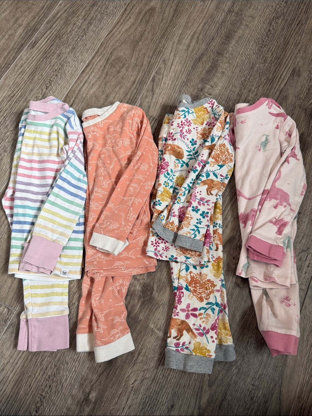 Girls' Multicolor & Pink Animal Print Cotton Pajama Set - 3T Honest & Burts Bees